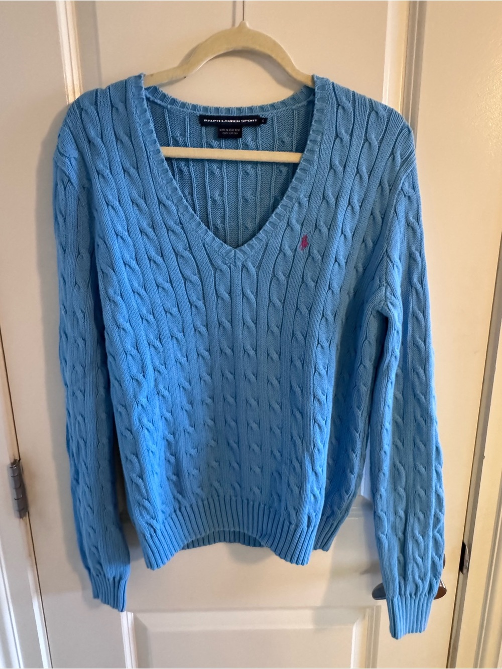 Ralph Lauren Women's Cable V-Neck Sweater - Sky Blue